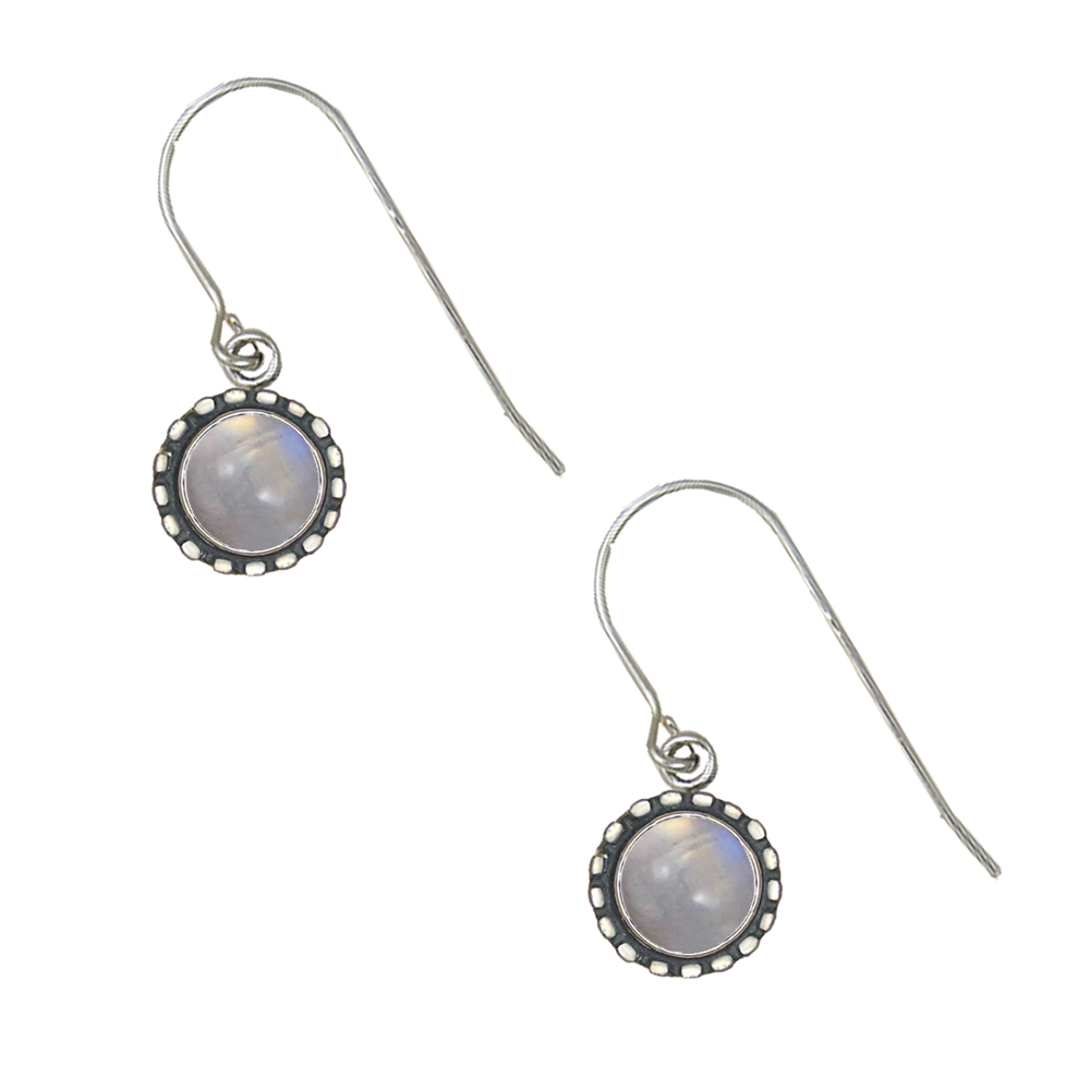 Sterling Silver Petite Rainbow Moonstone Gemstone Drop Dangle Earrings